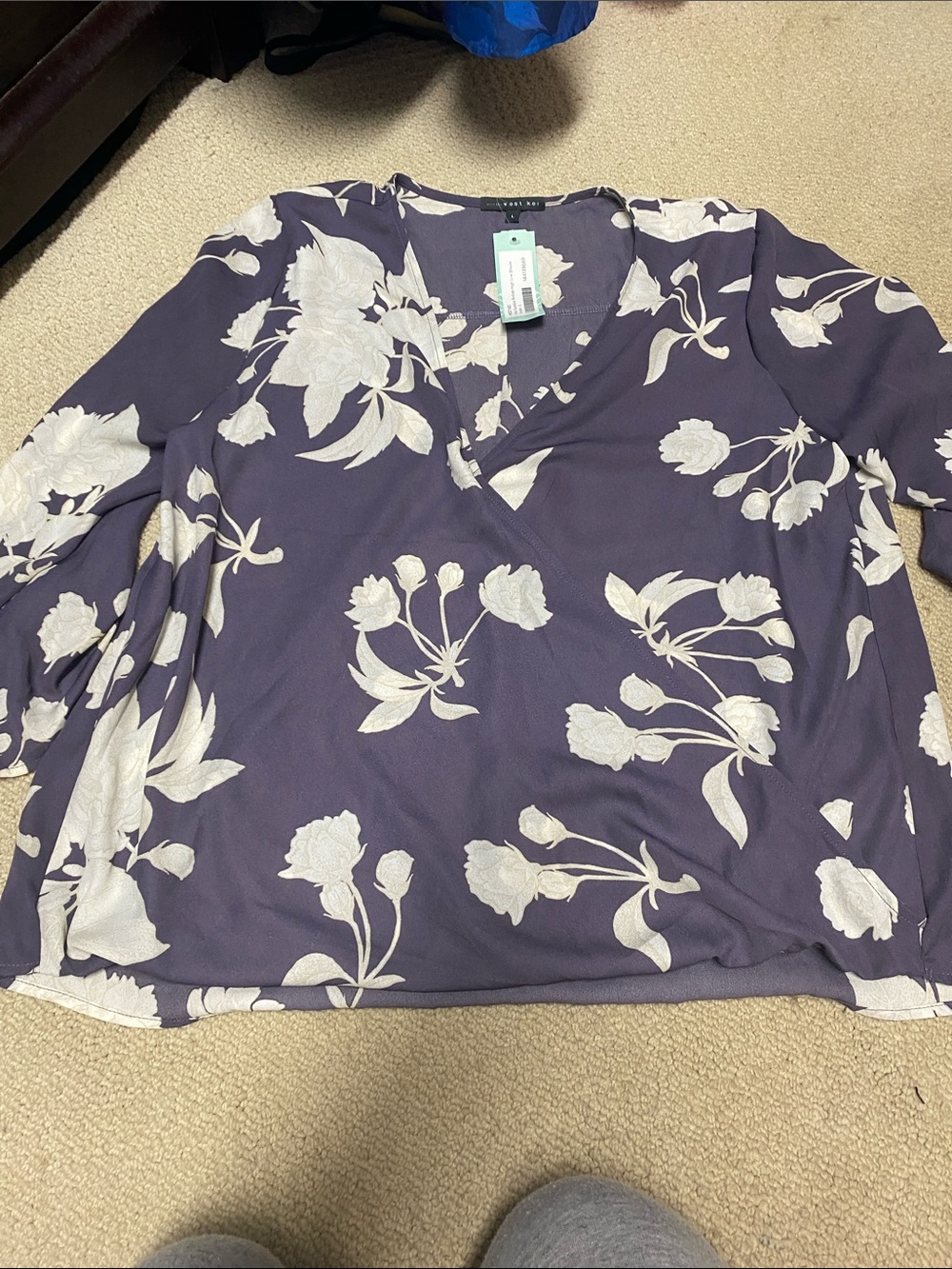 West Kei Purple Floral V-Neck Blouse